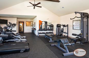24-Hour club inspired fitness center including cardiovascular and weight equipment